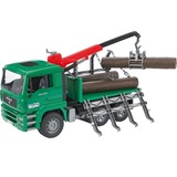 bruder 02769 MAN Holztransport-LKW mit Ladekran und 3 Baumstämmen, Modellfahrzeug 