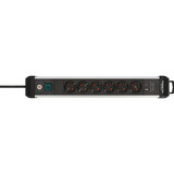 Brennenstuhl Premium-Alu-Line Steckdosenleiste 6-fach, 2x USB schwarz/aluminium, 3 Meter Kabel, USB-A, USB-C, mit Sicherheitsschalter