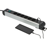 Brennenstuhl Premium-Alu-Line Steckdosenleiste 6-fach, 2x USB schwarz/aluminium, 3 Meter Kabel, USB-A, USB-C, mit Sicherheitsschalter