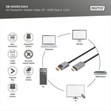 Digitus Adapterkabel DisplayPort > HDMI, UHD 4K schwarz, 1,80 Meter