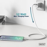 Digitus USB 2.0 Silikon-Kabel USB-A > Lightning, MFI zertifiziert weiß, 1 Meter, PD, Laden mit bis zu 12 Watt