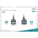 Digitus USB 3.2 Gen 1 Verlängerungskabel, USB-A Stecker > USB-A Buchse schwarz, 1,8 Meter