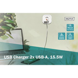 Digitus USB Ladegerät 15,5 Watt, 2x USB-A weiß, PD 3.0