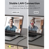 goobay Ethernet-Kabel USB-C 3.2 Gen2 Stecker > RJ-45 Stecker, LAN-Adapter schwarz/silber, 1 Meter, geflochtener Textilmantel
