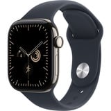 Apple Watch Series 12, Smartwatch Titan Natur, 42 mm, Sportarmband Navyblau M/L, Cellular