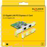 DeLOCK PCI Express x1 Karte 2 x RJ45 2,5 Gigabit LAN RTL8125, LAN-Adapter 