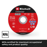 EINHELL Trennscheibe dünn, Ø 125 x 1,0mm, 5 Stück für Winkelschleifer