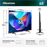 Hisense 65A6S, LED-Fernseher 164 cm (65 Zoll), schwarz/dunkelgrau, UltraHD/4K, Triple Tuner