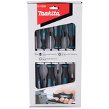 Makita Schraubendreher-Set E-10528, 6-teilig schwarz/blau, Ergonomisch, gummierter Handgriff 