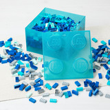 Room Copenhagen LEGO Storage Brick 4 Top Lid Glitter , Aufbewahrungsbox hellblau/transparent