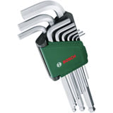 Bosch Heimwerken & Garten Innensechskantschlüssel Set, 9-teilig, Schraubendreher grün/schwarz, Aufbewahrungsclip