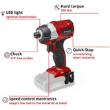 EINHELL Professional Akku-Schlagschrauber TP-CI 18 Li Brushless -solo, 18Volt rot/schwarz, ohne Akku und Ladegerät