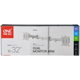 ONE FOR ALL Universal-Doppelmonitorarm DM 2220, Monitorhalterung weiß, für 33 - 81cm (13" - 32") Monitore