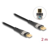 DeLOCK USB 2.0 Ladekabel, USB-C Stecker > USB-C Stecker schwarz, 2 Meter, PD 3.0, Laden mit bis zu 100 Watt, Textilkabel mit Metallsteckern