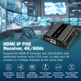 Digitus HDMI IP PoE Receiver, HDMI Verlängerung schwarz, 4K/60Hz