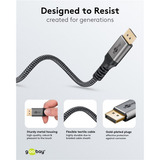 goobay Plus DisplayPort 2.0/2.1 Kabel, 16K @ 60Hz, 80 Gbit/s grau, 1 Meter