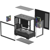 DeepCool CG380 3F, Tower-Gehäuse schwarz, Temepered Glass x 2