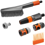 GARDENA Cleansystem Grundausstattung mit Handbürste S soft, Waschbürste grau/orange, inkl. 10 Seifenstäbchen, Reinigungsspritze, Verbinder