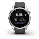 Garmin fēnix 7s, Smartwatch silber, 42 mm, graphitfarbenes Armband aus Silikon