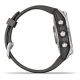Garmin fēnix 7s, Smartwatch silber, 42 mm, graphitfarbenes Armband aus Silikon