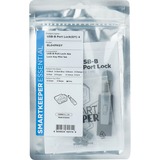 SMARTKEEPER ESSENTIAL USB-B Port Lock (BL04) + Lock Key Mini (U04), Einsteckschloss Farbcode Grau, 4 Stück + 1 Schlüssel