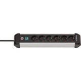 Brennenstuhl Premium-Alu-Line Steckdosenleiste 6-fach schwarz/silber, 3 Meter, mit Sicherheitsschalter