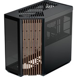 APNX V1-W-BK-v1, Tower-Gehäuse schwarz/holz, Tempered Glass x 2