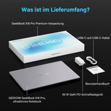 GEEKOM GEEKBOOK X16 PRO, Notebook silber, Intel® Core™ Ultra 9 185H, Intel® Arc™ Graphics, 32 GB LPDDR5, 2 TB (2 TB SSD), Windows 11 Pro