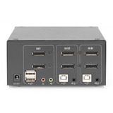 Digitus KVM-Switch DisplayPort 2x 1  schwarz, Dual Display