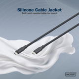 Digitus USB4 Gen 2x2 Silikon-Anschlusskabel USB-C > USB-C schwarz, 2 Meter, PD, Laden mit bis zu 240 Watt