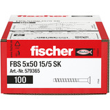 fischer Betonschraube FBS 5x50 15/5 Senkkopf TX 100 Stück, verzinkt