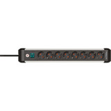Brennenstuhl Premium-Alu-Line Steckdosenleiste 8-fach schwarz/aluminium, 3 Meter Kabel, mit Sicherheitsschalter