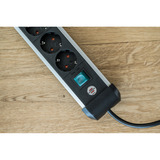 Brennenstuhl Premium-Alu-Line Steckdosenleiste 8-fach schwarz/aluminium, 3 Meter Kabel, mit Sicherheitsschalter