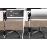 Digitus Office-Steckdosenleiste 6-fach, 3x USB silber/schwarz, 1,5 Meter Kabel, Schalter