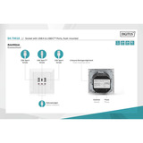 Digitus Steckdose mit USB A und USB-C Ports, Unterputz-Montage weiß, 2x USB-A, 1x USB-C, 3,1A