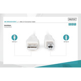 Digitus USB 2.0 Anschlusskabel USB-A (Stecker) > USB-B (Stecker) beige, 3 Meter