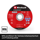 EINHELL Trennscheibe dünn, Ø 115 x 1,0mm, 5 Stück für Winkelschleifer