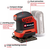 EINHELL Power X-Change Akku-Faust-Schwingschleifer TE-OS 18/113 Li-Solo, 18Volt rot/schwarz, ohne Akku und Ladegerät