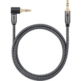 goobay Plus Audio Verbindungskabel AUX 3,5mm stereo, 90° schwarz/silber, 1 Meter, abgewinkelt