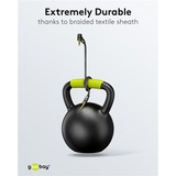 goobay Plus Audio Verbindungskabel AUX 3,5mm stereo, 90° schwarz/silber, 1 Meter, abgewinkelt