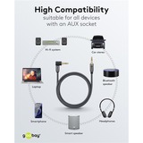 goobay Plus Audio Verbindungskabel AUX 3,5mm stereo, 90° schwarz/silber, 1 Meter, abgewinkelt