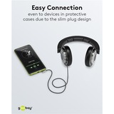 goobay Plus Audio Verbindungskabel AUX 3,5mm stereo, 90° schwarz/silber, 1 Meter, abgewinkelt