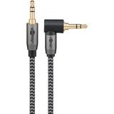 goobay Plus Audio Verbindungskabel AUX 3,5mm stereo, 90° schwarz/silber, 1 Meter, abgewinkelt