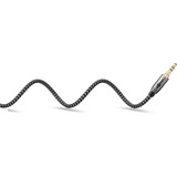 goobay Plus Audio Verbindungskabel AUX 3,5mm stereo, 90° schwarz/silber, 1 Meter, abgewinkelt