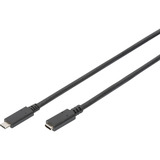 Digitus USB 3.2 Gen 2 Verlängerungskabel, USB-C Stecker > USB-C Buchse schwarz, 0,7 Meter, PD 60 Watt