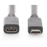 Digitus USB 3.2 Gen 2 Verlängerungskabel, USB-C Stecker > USB-C Buchse schwarz, 0,7 Meter, PD 60 Watt