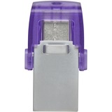 Kingston DataTraveler microDuo 3C 128 GB, USB-Stick violett/transparent, USB-A 3.2 Gen 1, USB-C 3.2 Gen 1