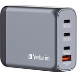 Verbatim GaN-Ladegerät 100W, 1x USB-A , 3x USB-C grau, PD 3.0, QC 3.0