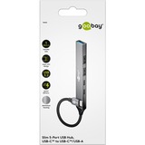 goobay Slim 5-Port USB-Hub USB-C™ auf USB-C/USB-A USB 3.2 Gen1 grau