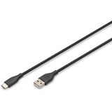 Digitus USB 2.0 Silikon-Anschlusskabel USB-A > USB-C schwarz, 1 Meter, PD, Laden mit bis zu 60 Watt